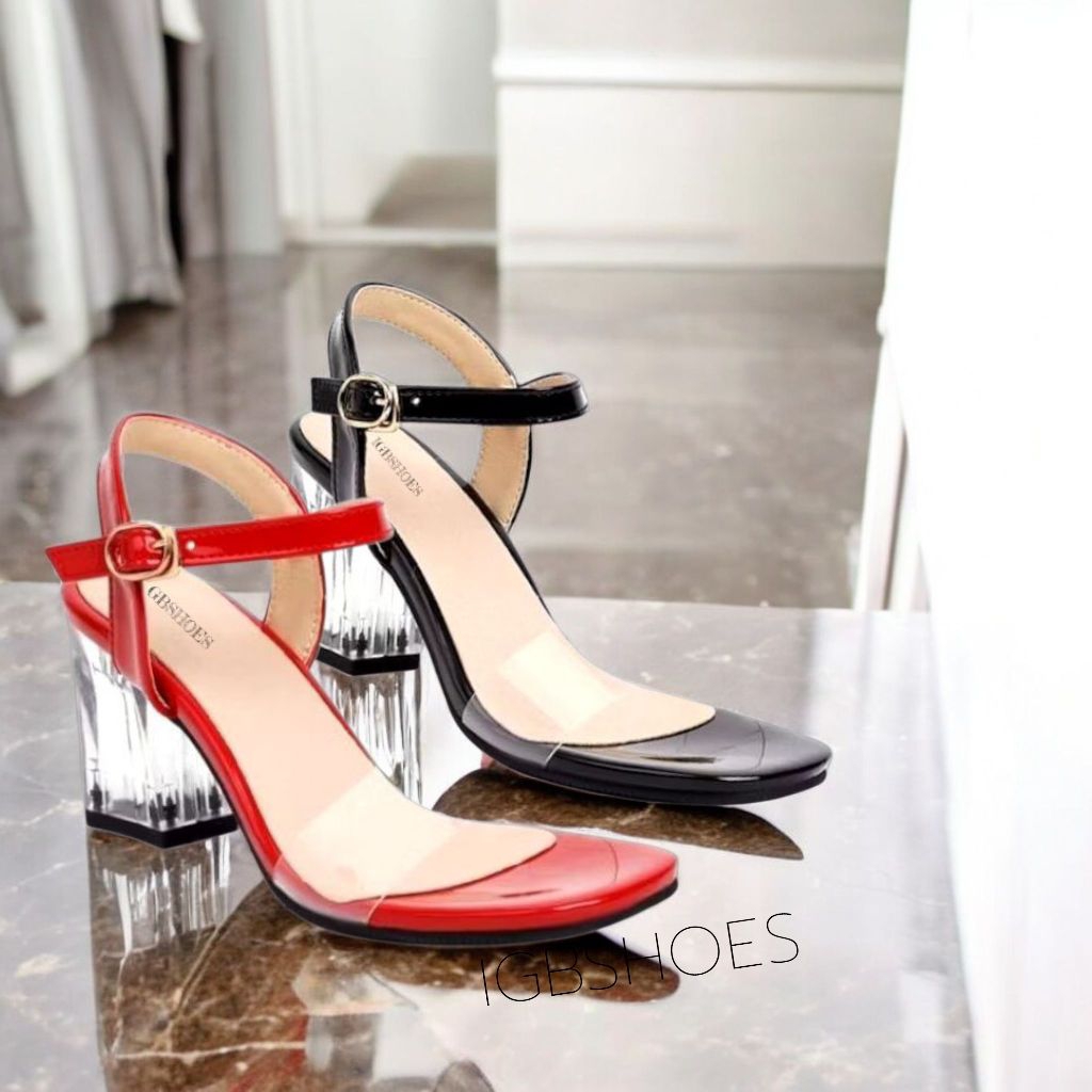 Heels kaca wanita 7 cm kaca Razashoes