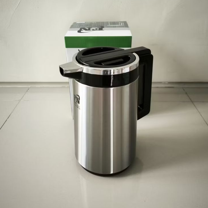 Termos air panas pencetan body stainless 1 liter tabung kaca