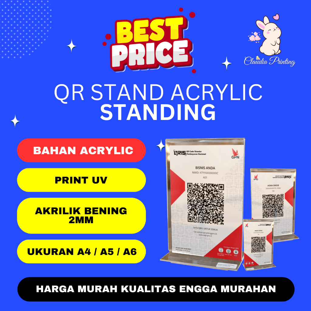 QR ACRYLIC  STAND/ QRIS PEMBAYARAN BCA GPN GOPAY