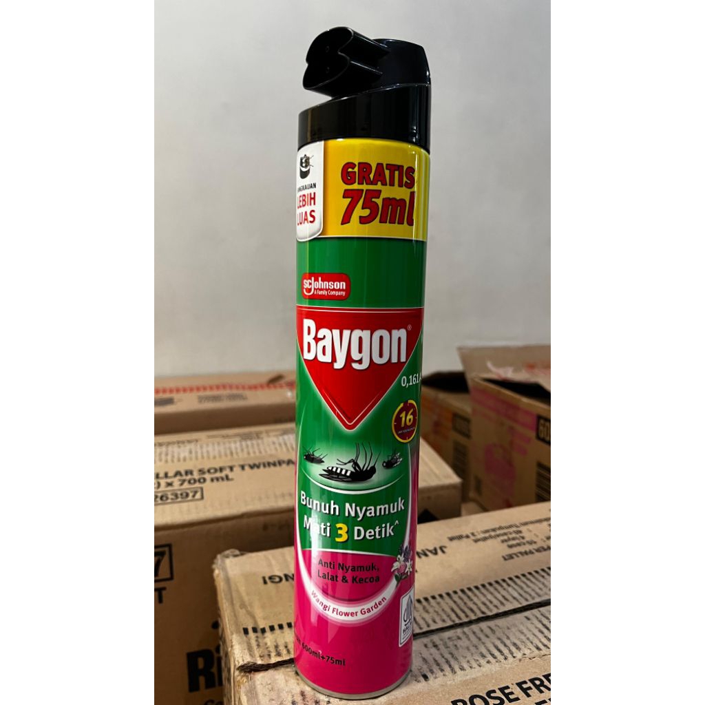 Baygon Semprot Aerosol Anti Nyamuk, Lalat & Kecoa - Wangi Flower Garden - 675g.