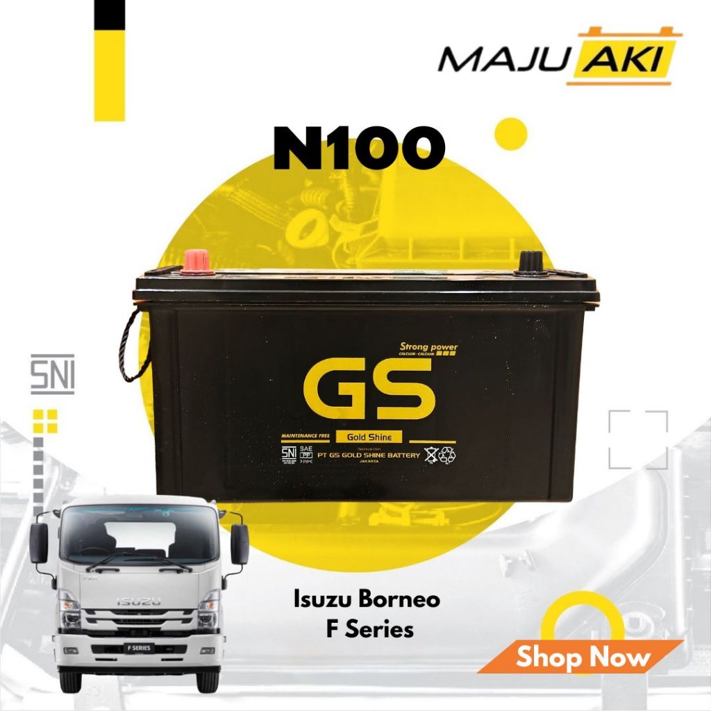 Aki Mobil Isuzu Borneo F Series Aki Kering GS Gold Shine MF N100 12V 100Ah
