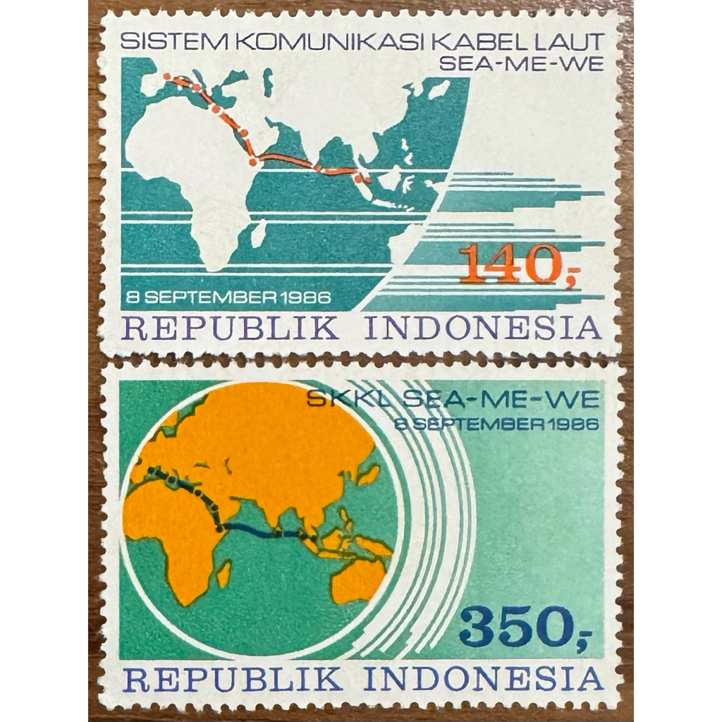 Prangko Kuno Set “Sistem Komunikasi Kabel Laut (SKKL SEA-ME-WE) 1986” (Filateli)