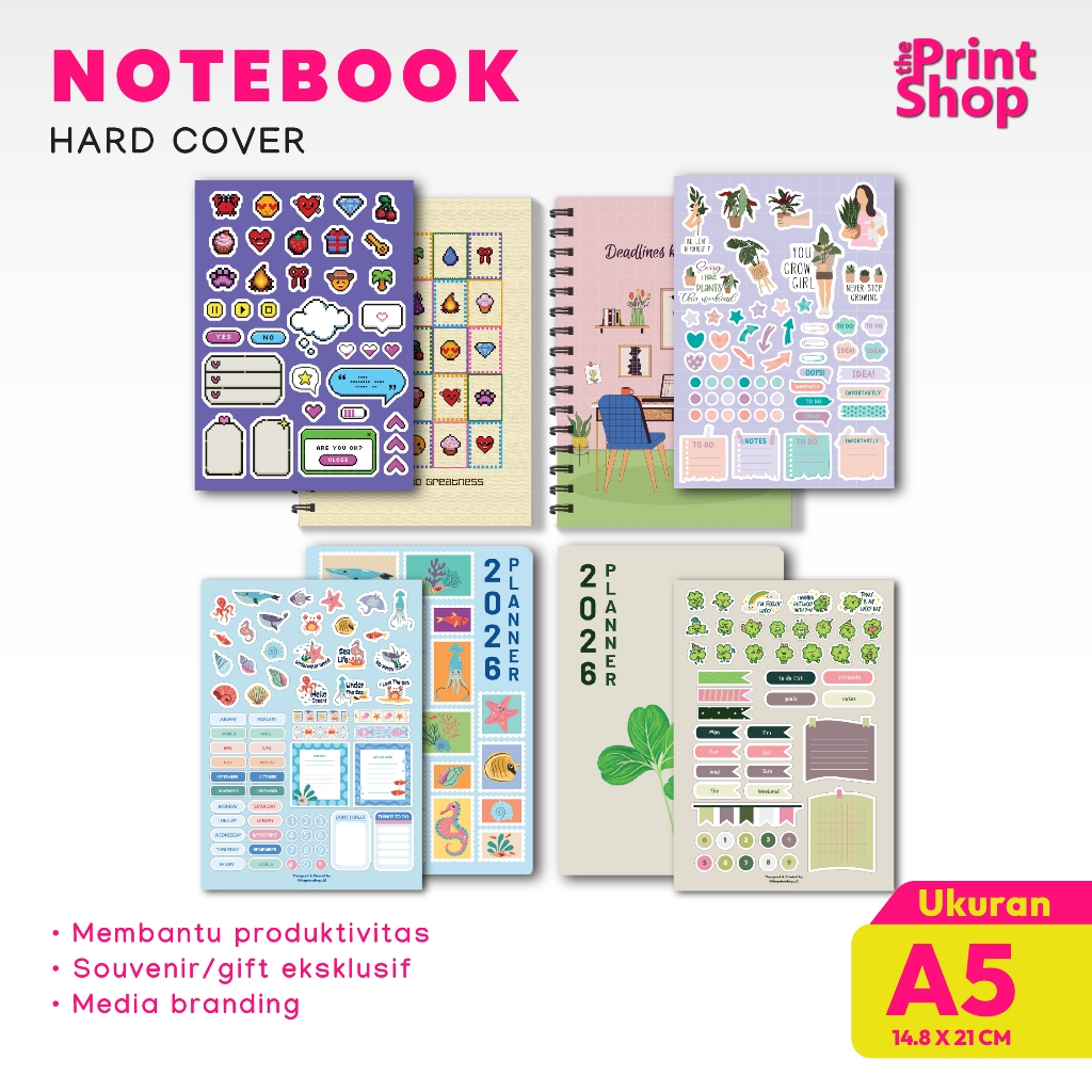 Notebook Hard Cover A5 Aesthetic Agenda Diary