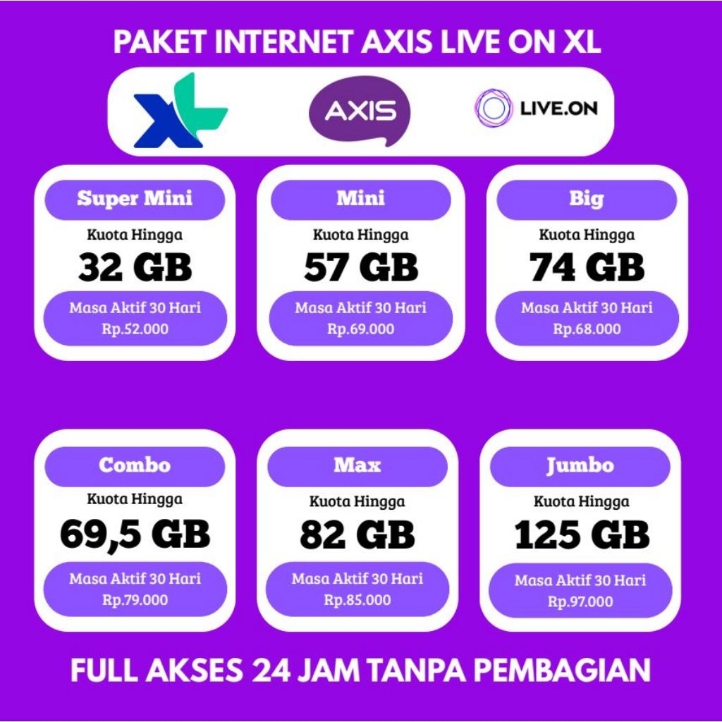 PROMO Paket Data Internet SUPER MURAH AXIS, LIVE ON, dan XL Resmi Bergaransi