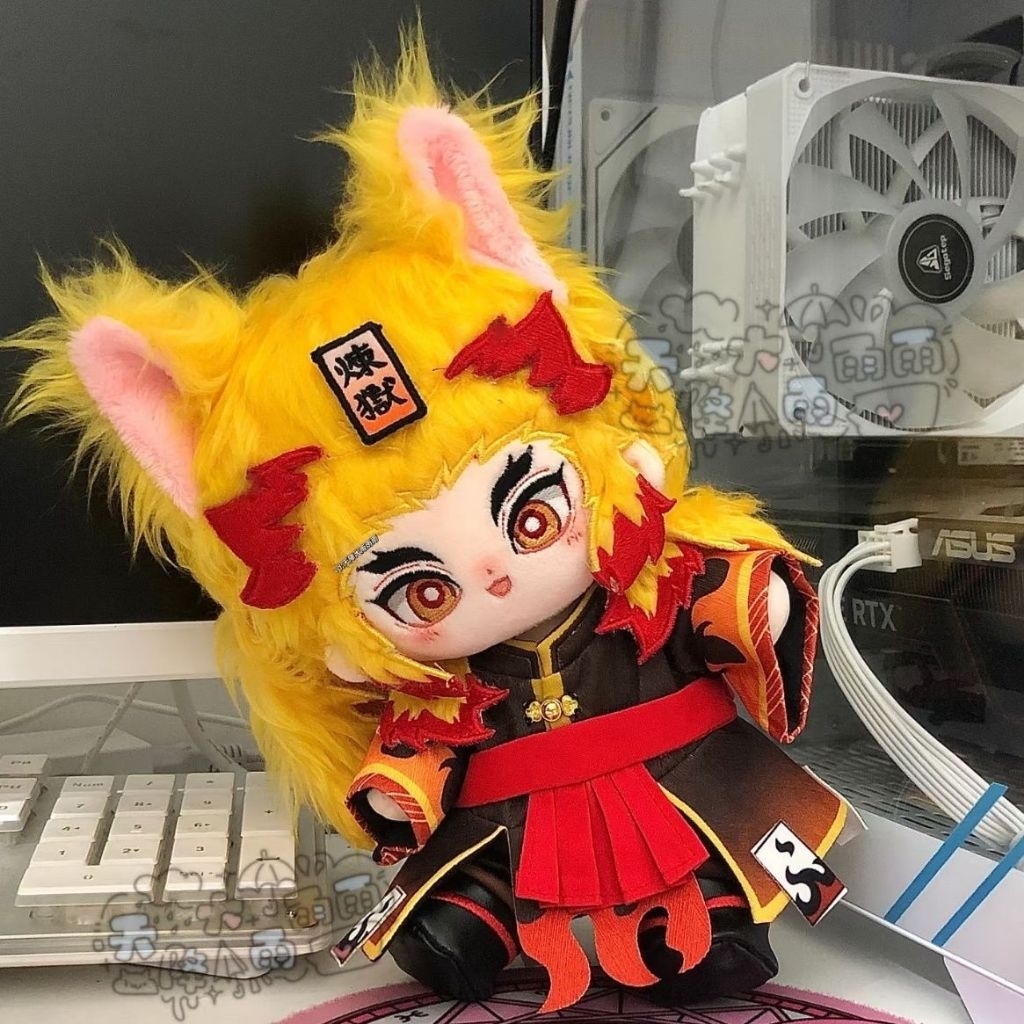 Boneka Plushie Kyojuro Rengoku 20cm Demon Slayer Kimetsu No Yaiba Boneka Figure Lucu Cotton Doll