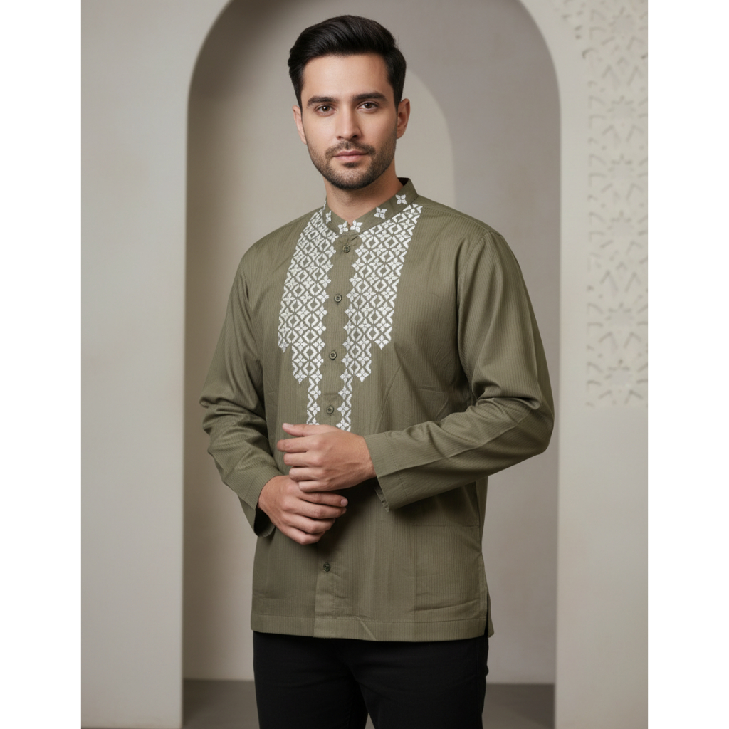 Preview Baju Koko Itang Yunasz Limited hijau muda 1359