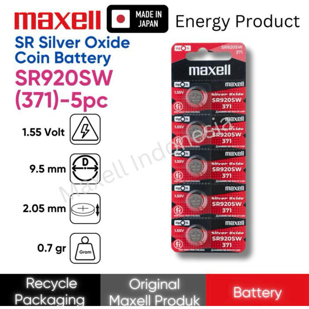 Baterai Jam Tangan Maxell 920 / CR920 / 371 Baterai Jam Tangan Original