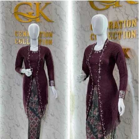 Setelan Kebaya Modern Full Payet Kebaya Remaja Kekinian Rok Plisket Batik Wanita