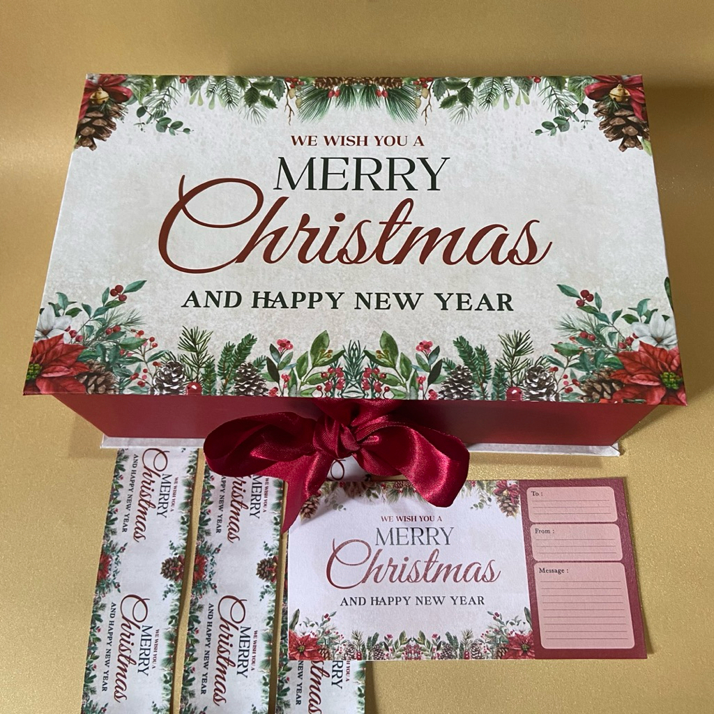 Box parcel natal/ box kue kering toples/ hardbox christmas hampers untuk isi 3 toples 350gr