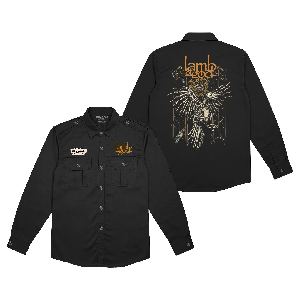 Kemeja Pria Workshirt Lamb Of God Pdh Lengan Panjang Bahan American Drill Dragon Clothing