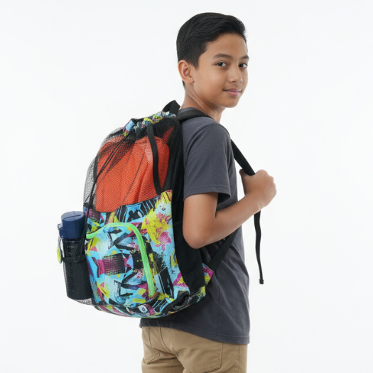 ATLAN Tas Renang Sport Jaring Motif Geometric Doodle