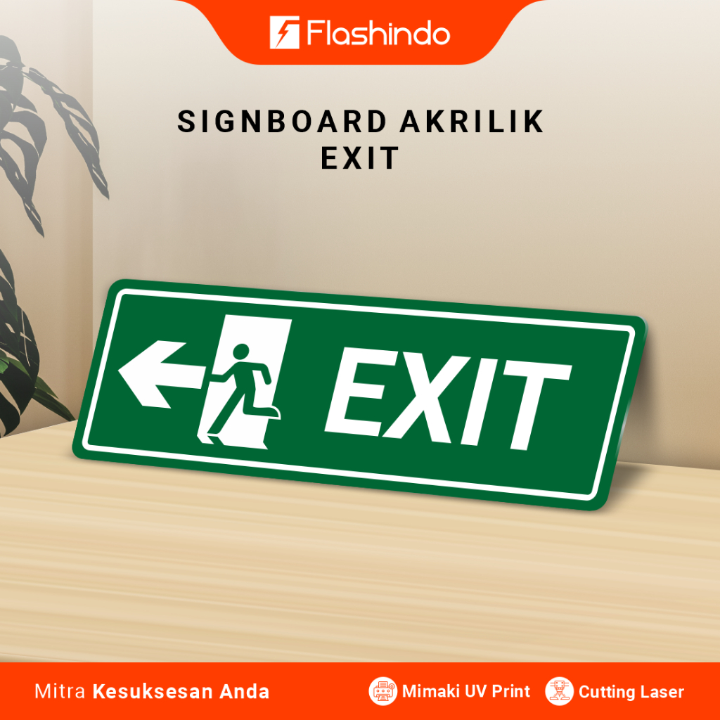 Signboard Akrilik Jalur Evakuasi K3 EXIT / KELUAR || Sign Wajib Gedung Jalur Evakuasi Emergency Exit