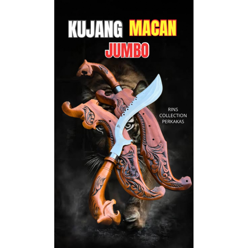 Kujang Jumbo Macan Coklat Siliwangi baja asli Kujang macan