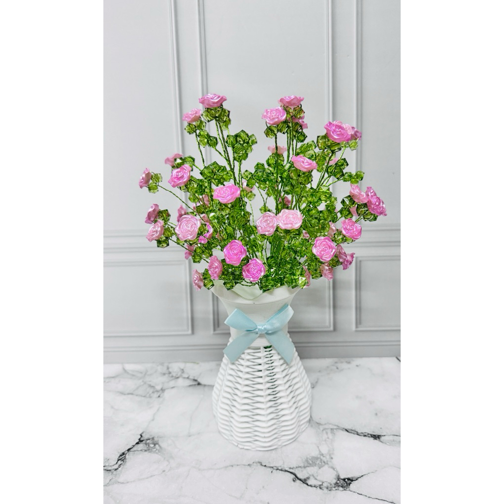 [ 1561 ] Bunga Mawar akrilik bunga kawat kerajinan tangan