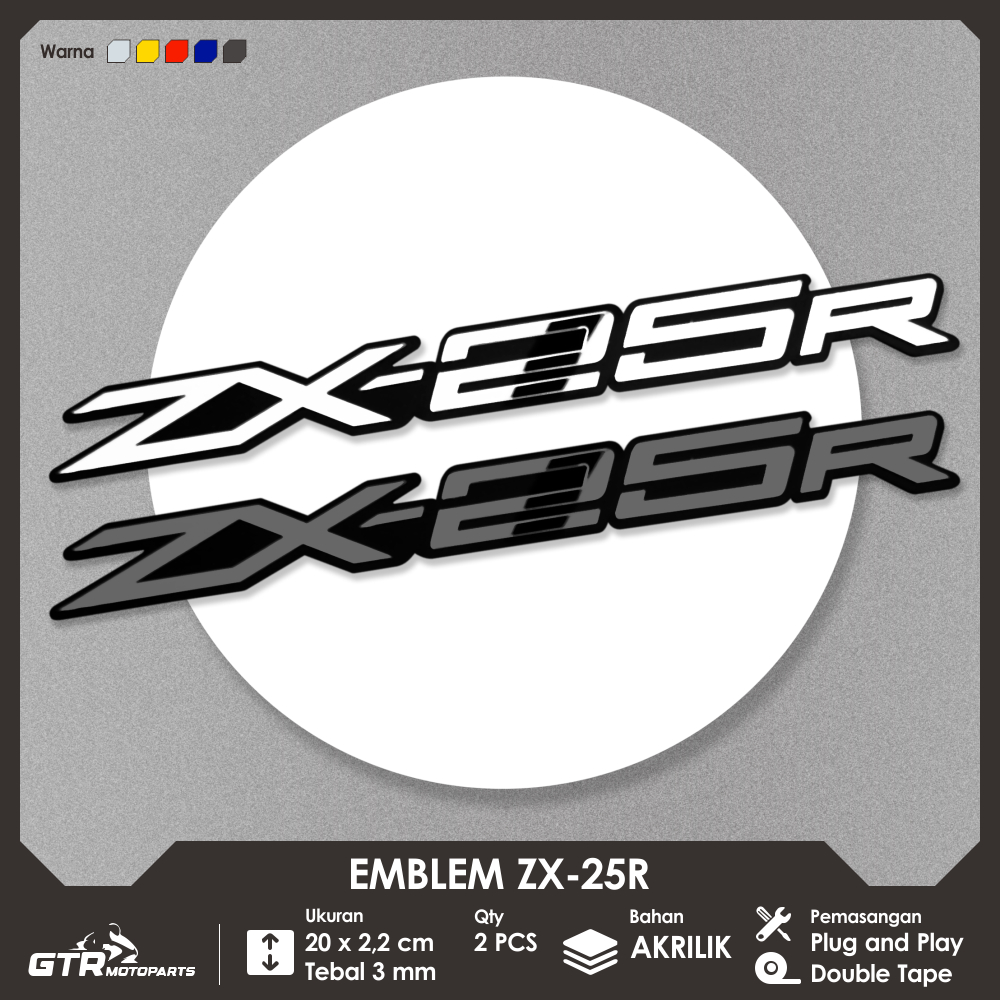 GTR Emblem ZX25R 2 PCS Timbul 3D Logo Aksesoris Motor Kawasaki ZX25R