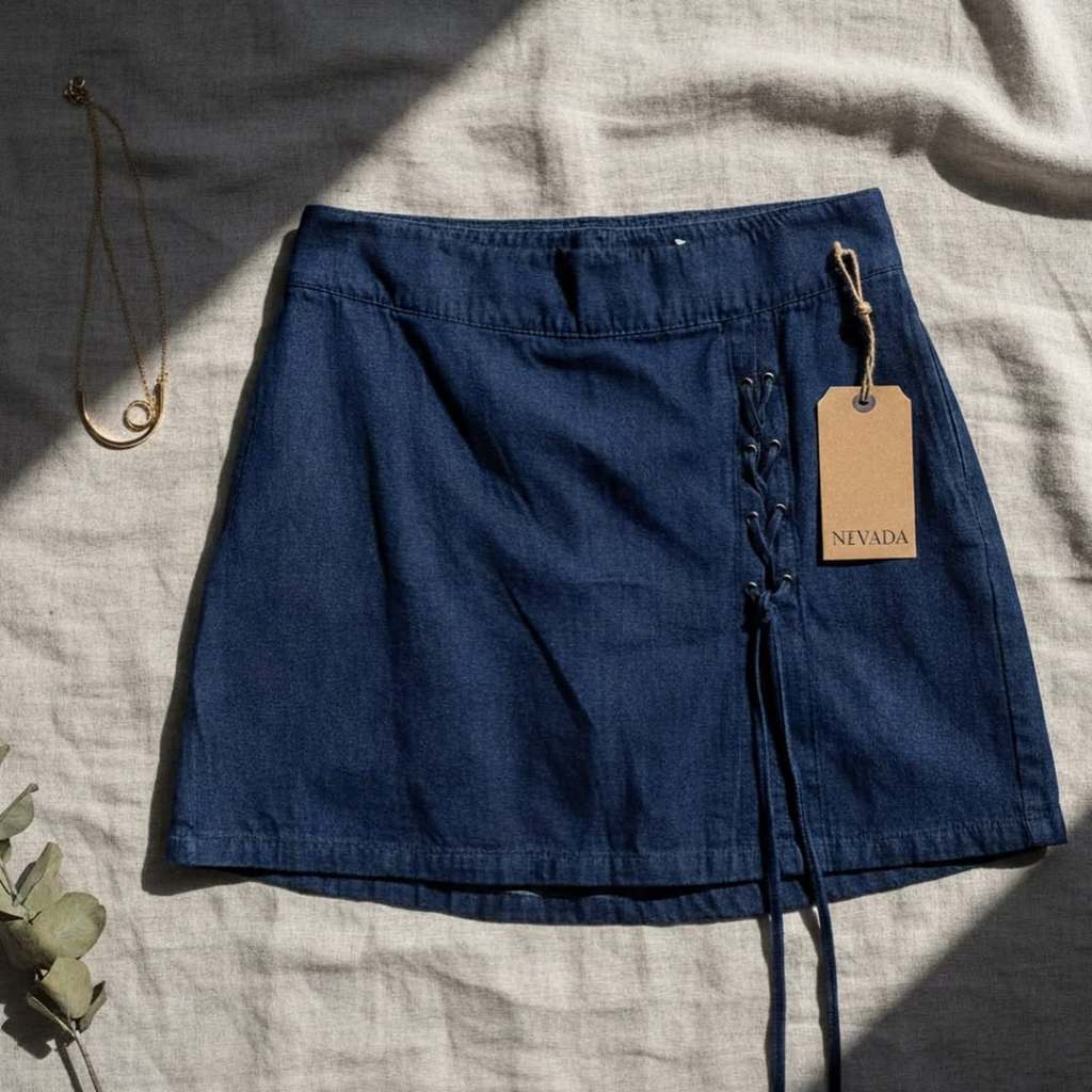 ROK DENIM PENDEK NEVADA WANITA - ROK DENIM - NEVADA - DENIM - ROK PENDEK - ROK JEANS