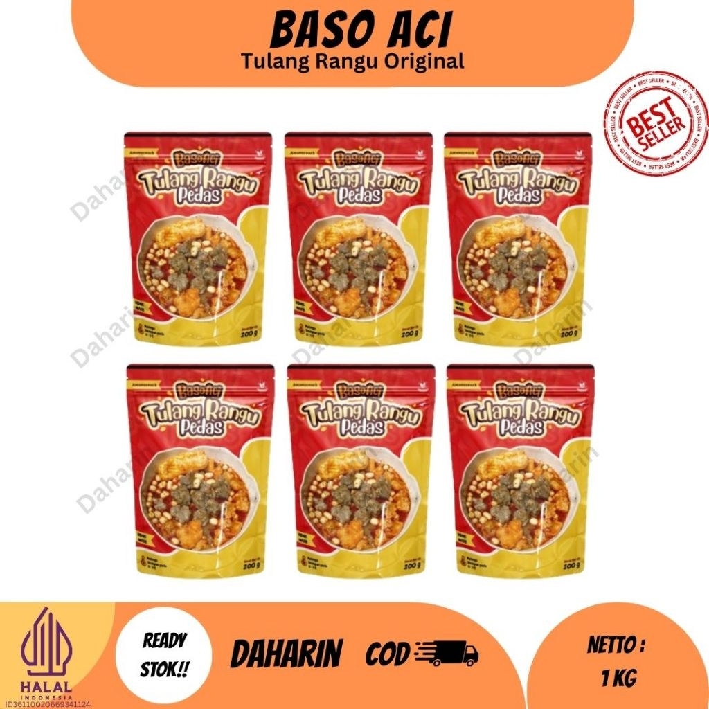 Paket 1kg - isi 6 pcs Basoaci tulang rangu original isi Lengkap boci bakso aci baso