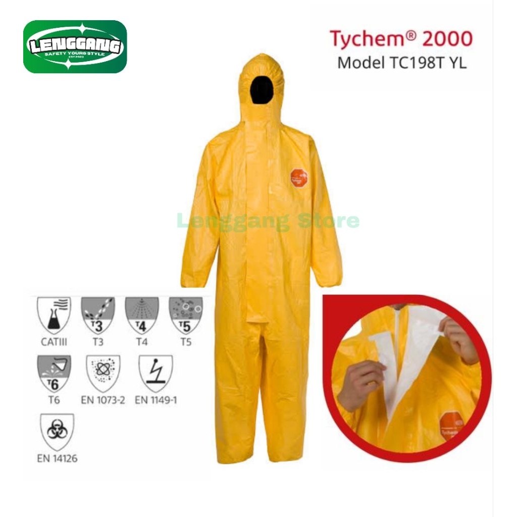 Hazmat Dupont Tychem C 2000 / Tychem 2000 TC198T YL COVERALL