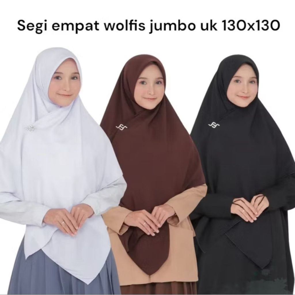 Hijab Segi Empat Wolfis Premium Jilbab Syari 130x130/hijab wolfis premium syari
