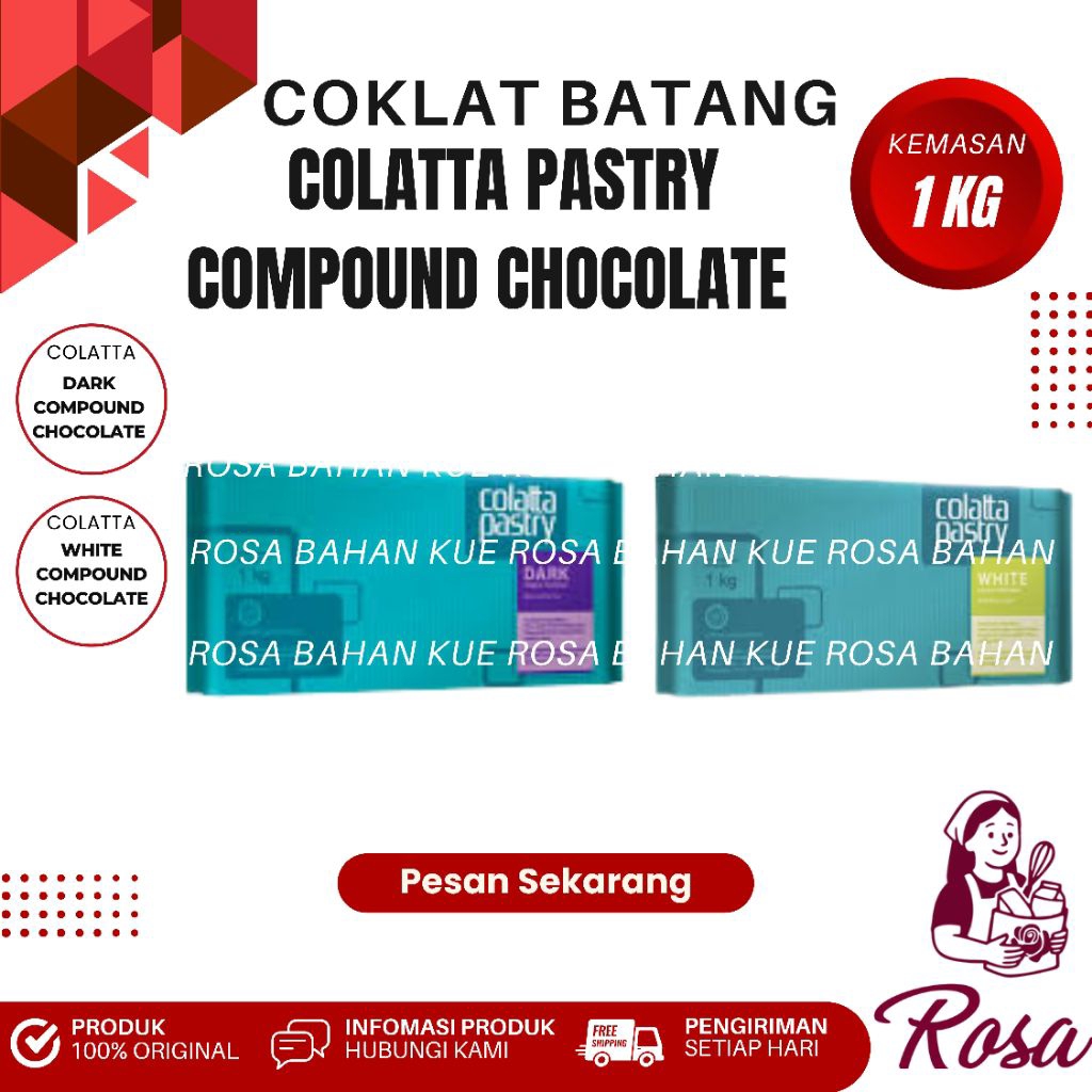 Colatta Pastry Coklat Batang Compound 1 kg – Dark & White untuk Kue, Roti & Dessert