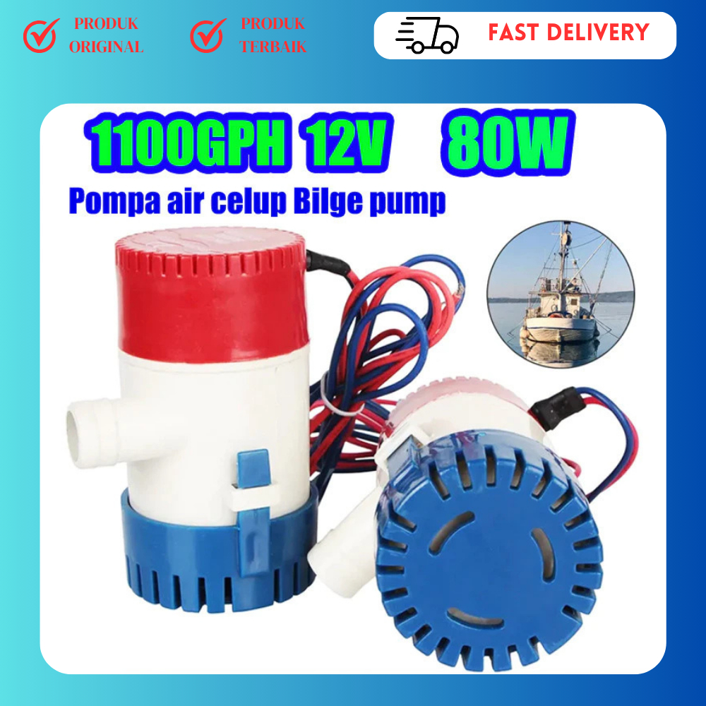 Pompa Air Celup Bilge Pump 1100GPH CH8028 DC 12V Submersible Pump Mini Serbaguna 1100GPH