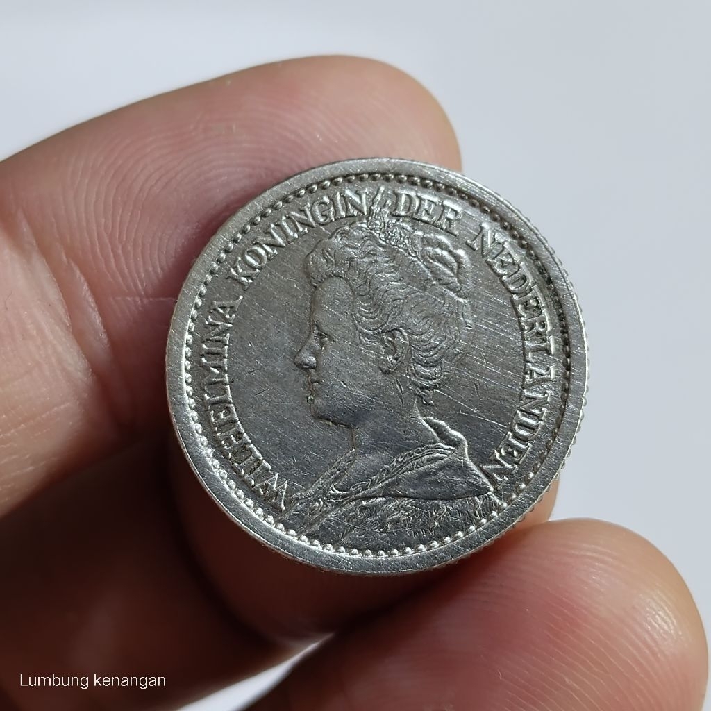 koin silver wilhelmina mantel 1/2 Gulden Koin perak