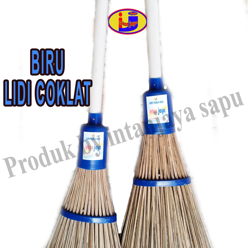 Sapu Taman Biru Lidi Coklat