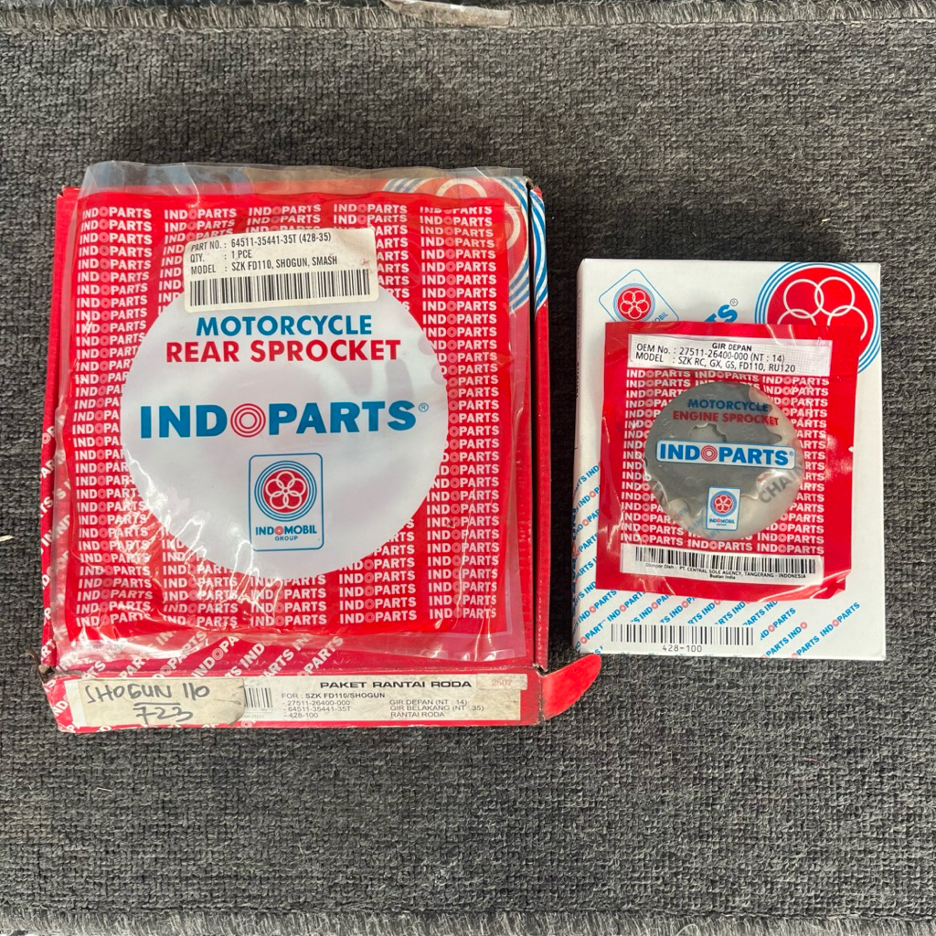 gear set rantai Suzuki shogun 110 old Kebo smash Ori Indopart Nos