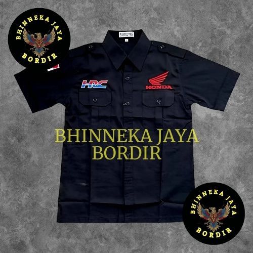 KEMEJA HONDA HRC HITAM AMERICAN DRILL