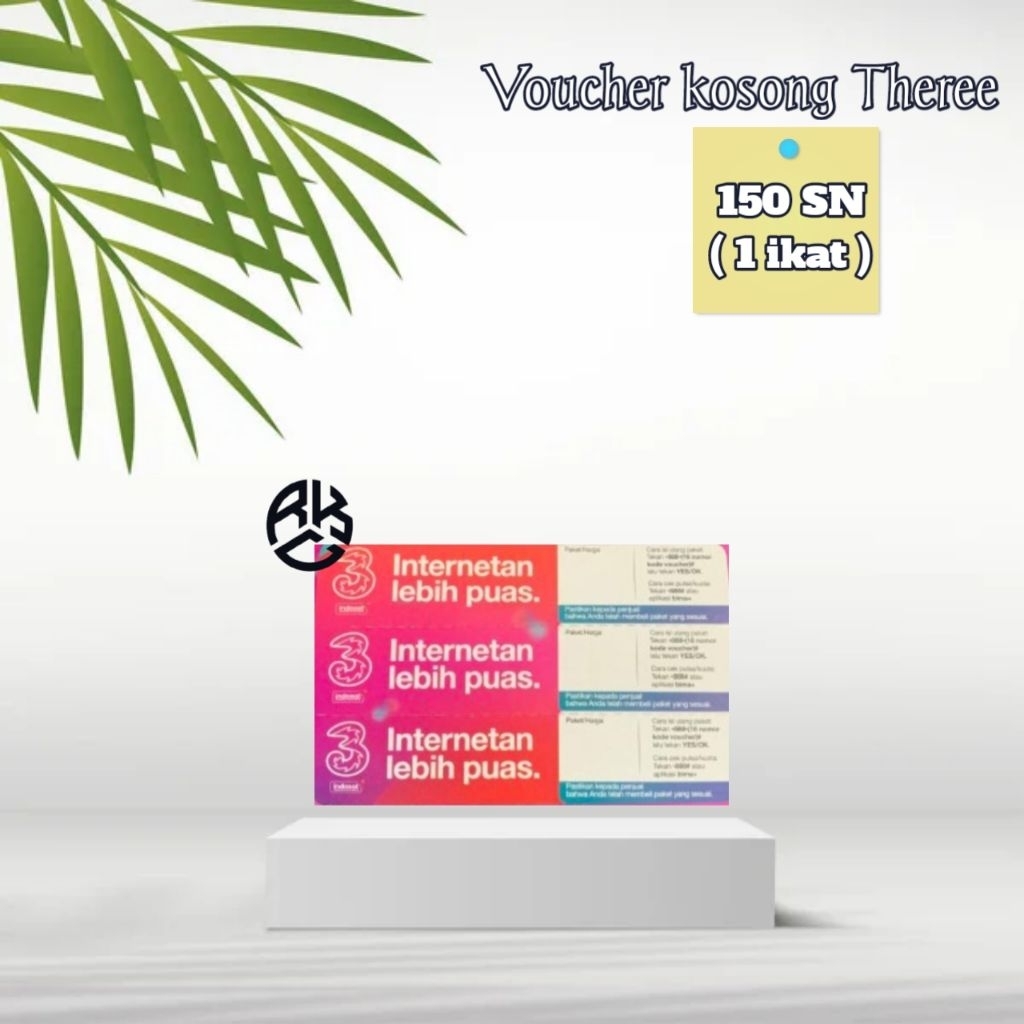 Voucher kosong Tri 150SN murah / Voucher Blank Three 1 Ikat Nasional / Voucher Zero Tri injek kuota 