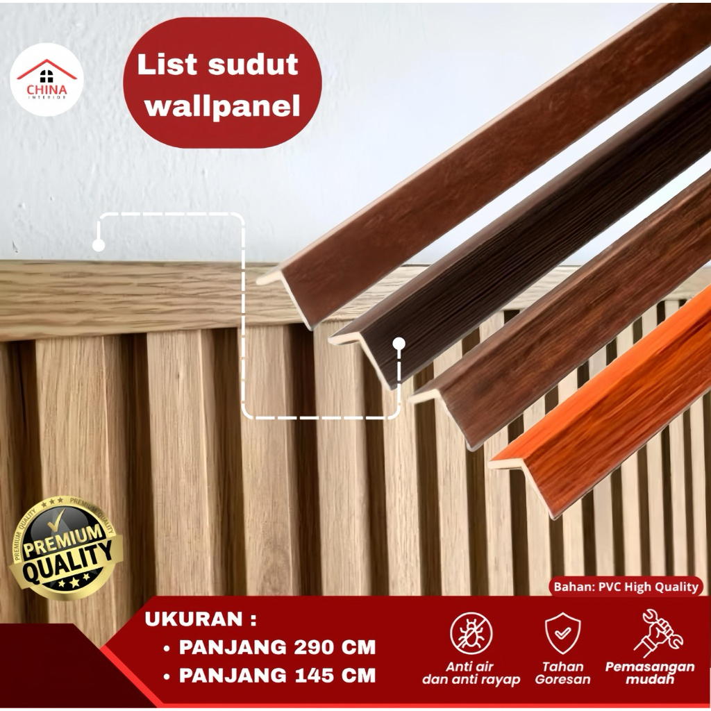List Sudut Siku WPC Wallpanel Penutup Atas Bawah Sekat Dinding Kokoh