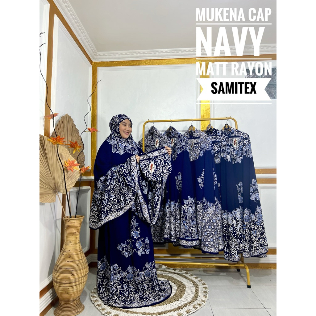 MUKENA JUMBO BATIK CAP NAVY// BATIK PEKALONGAN // RAYON SAMITEX