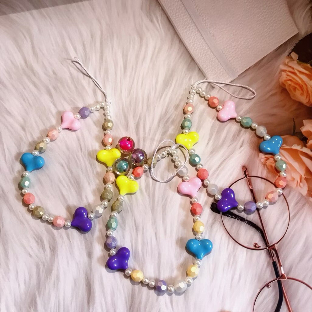 {MR} Super Lovely Gantungan HP – Gelang Lanyard Cute Macaron Heart untuk Tas & Headset