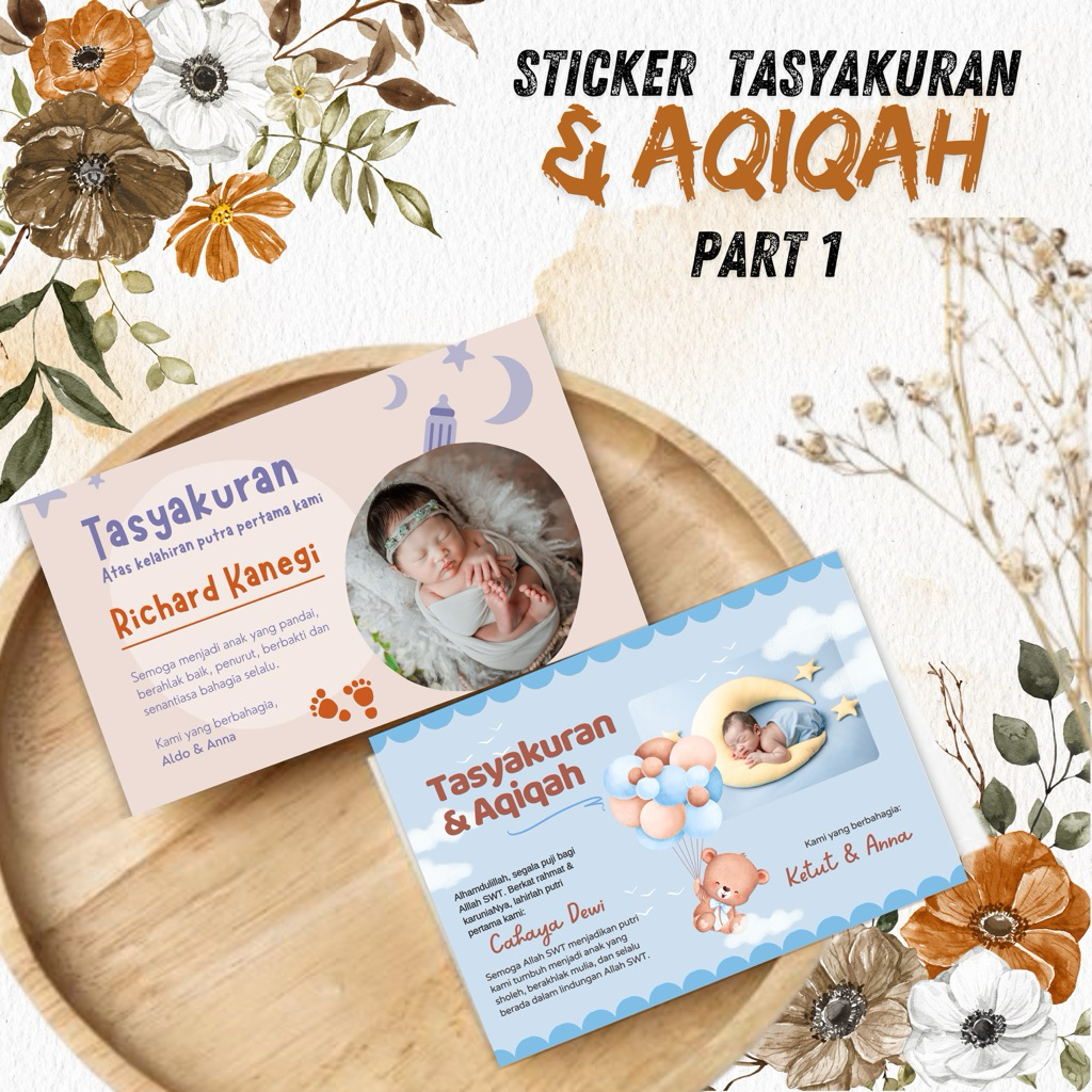 STICKER BOX/KARTU UCAPAN AQIQAH BAYI BABY CUSTOM