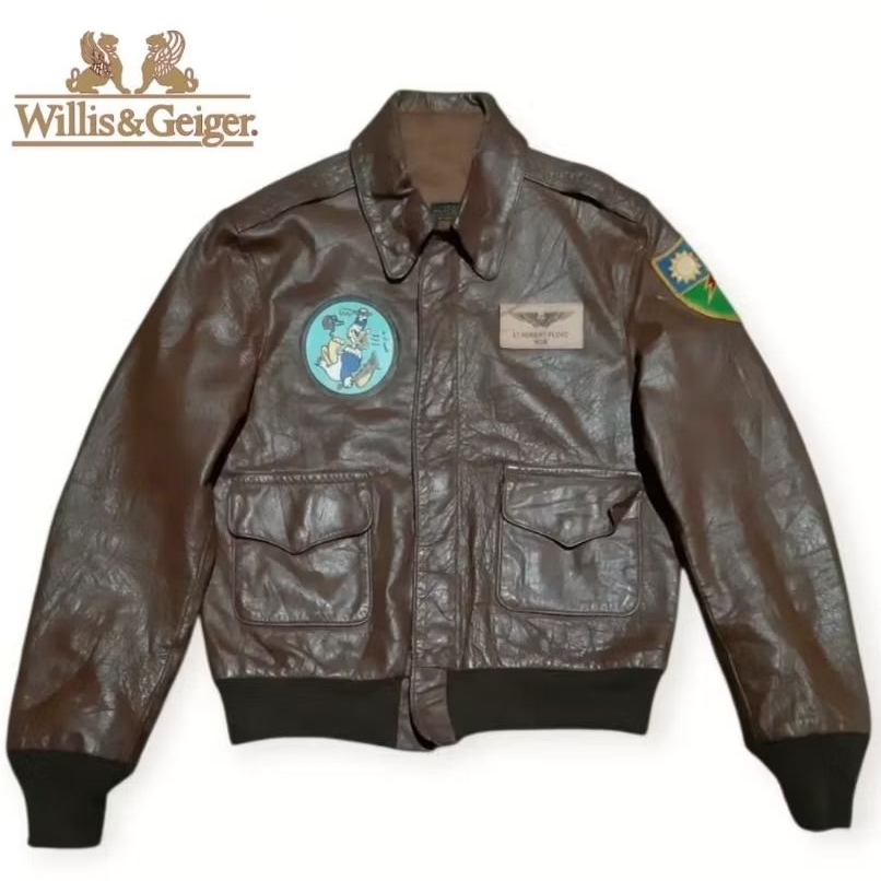 Vtg Willis & Geiger A2 USAAF Military Flight Jacket X Jaket Kulit Avirex Buzz Ricksons Real McCoys V