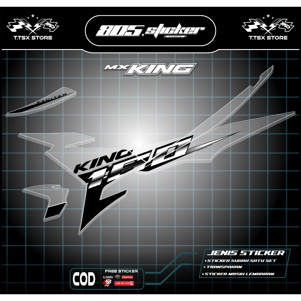 STRIPING TRANSPARAN MX KING 150/STIKER DECAL FULL SAYAP MX KING/STRIPING TRANSPARAN MX KING 150 KERE