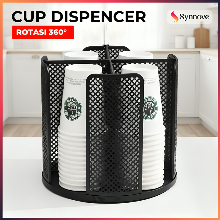 Rak Cup Gelas Plastik Rotasi 360° Paper Cup Holder Tempat Gelas Plastik Cup Dispenser Gelas