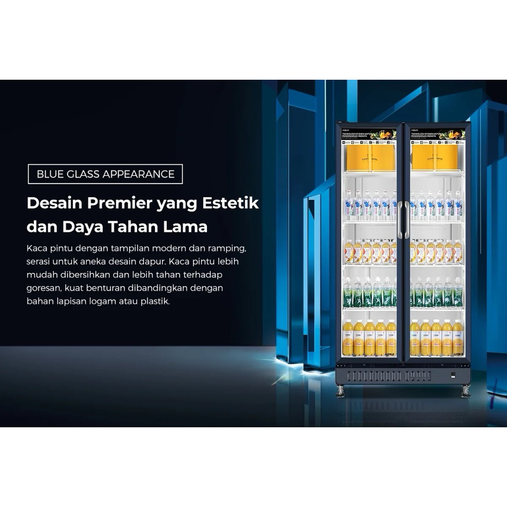 Showcase 2 pintu jumbo aqua aqb 760 fw showcase pendingin 2 pintu aqua