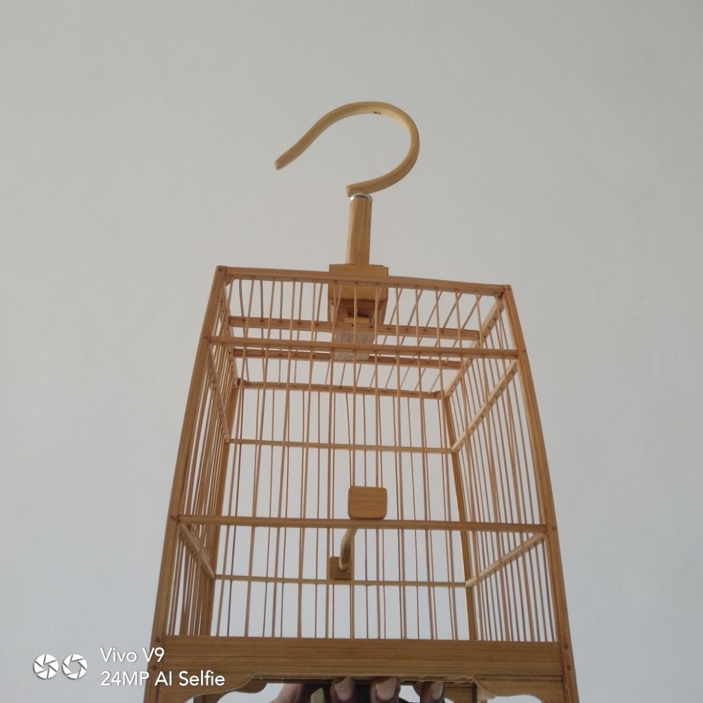 sangkar burung kecil full bambu