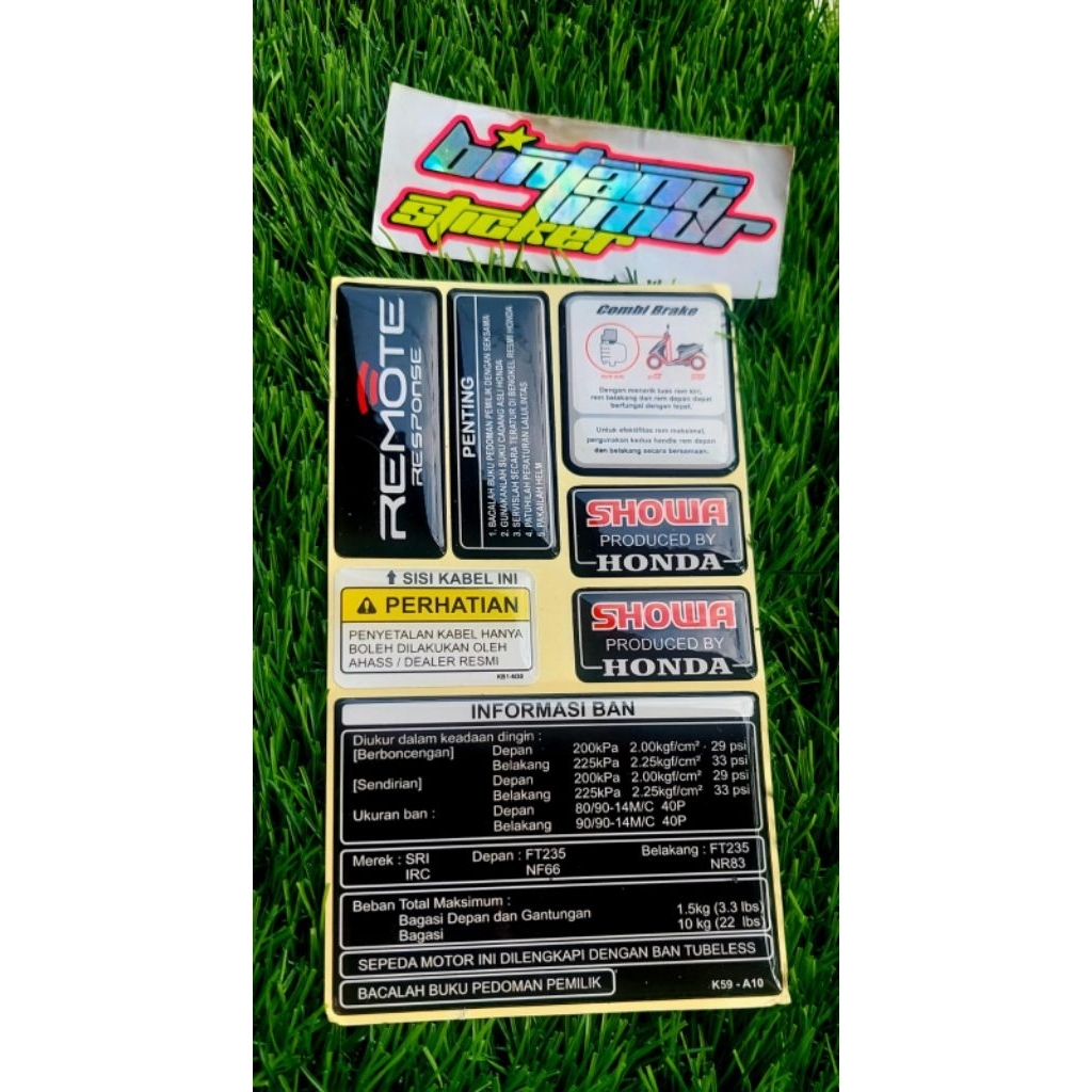STICKER INFORMASI BAN HONDA TIMBUL STIKER WARNING