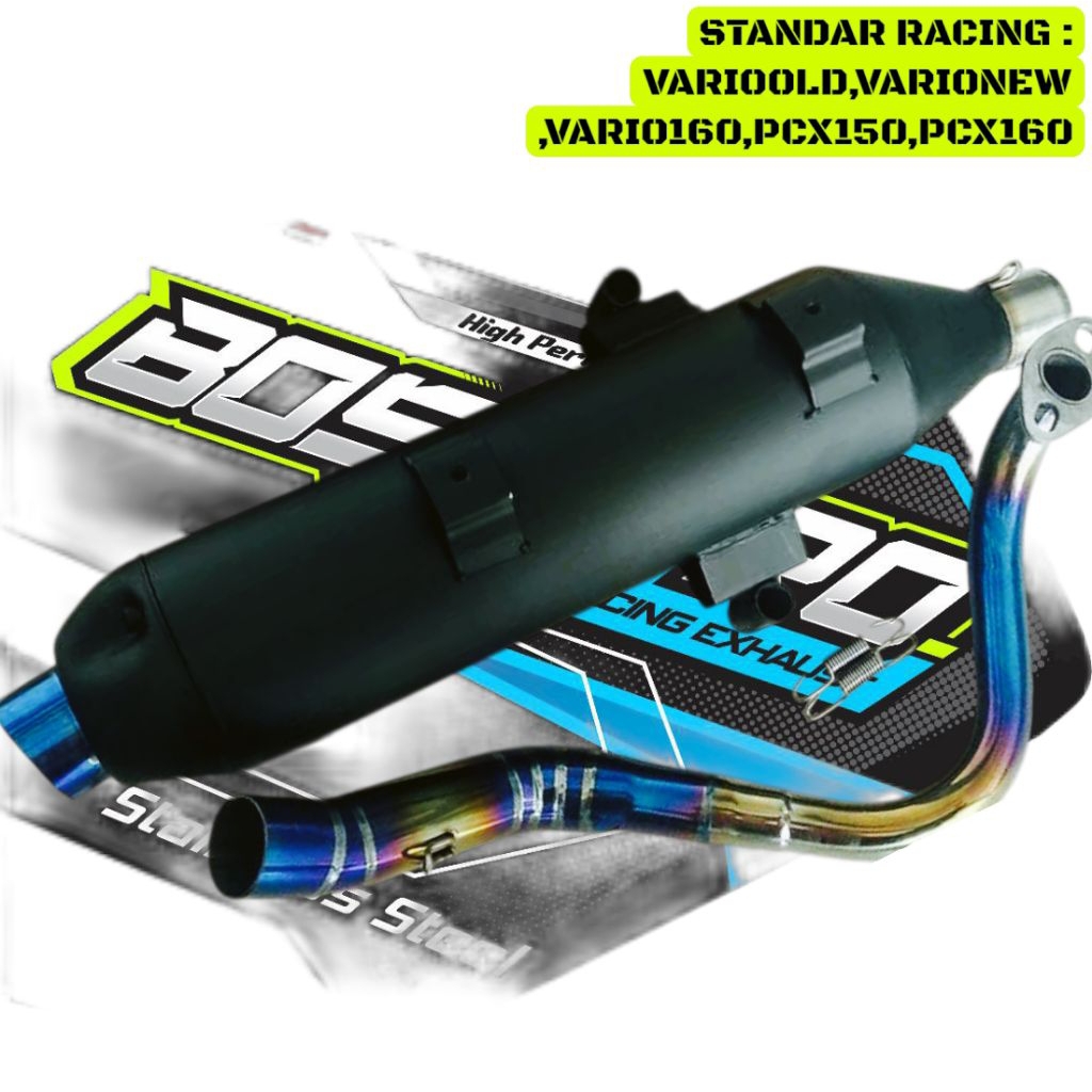 KNALPOT STANDAR RACING HEADER STENLIS BLUE,KNALPOT RACING,KNALPOT TSUKIGI LEHER STENLIS BLUE BOS2PRO