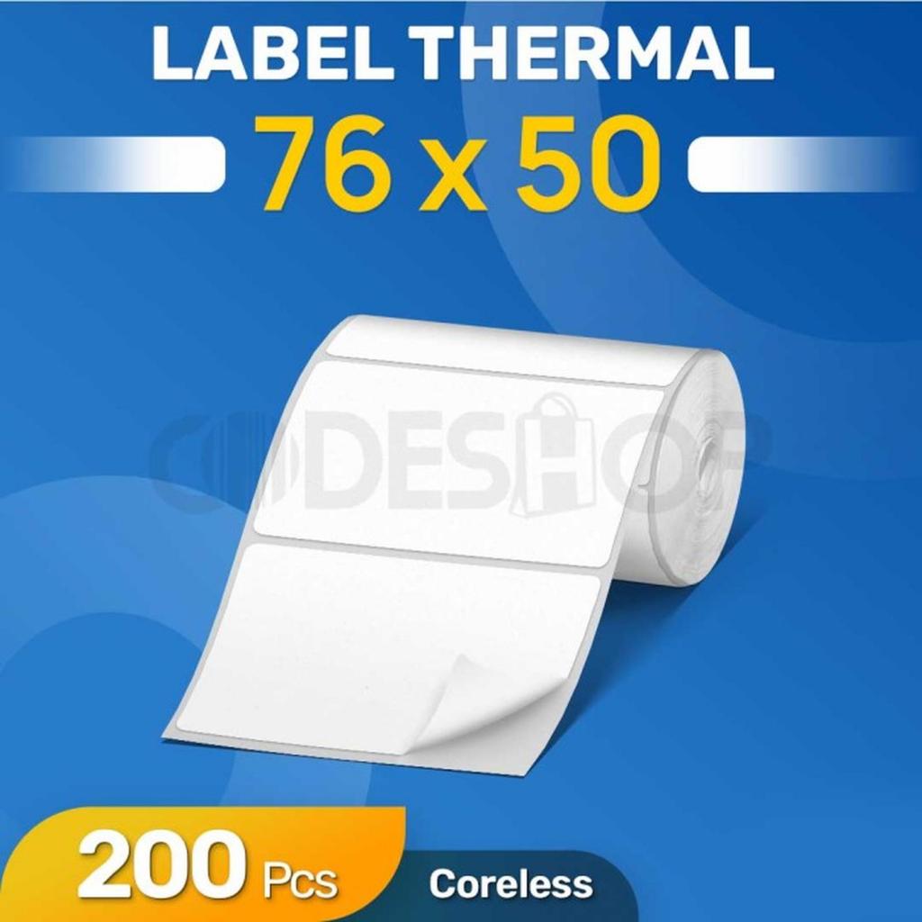 Label Thermal 76x50 mm Kertas Stiker Barcode 76x50mm Direct Termal 76 x 50 Isi 200 Pcs 1 Slop