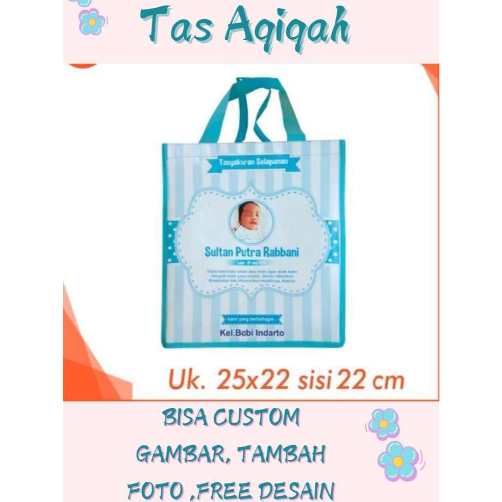 Tas berkat / Tas Aqiqah/ muat box nasi ukuran 22 x22 cm