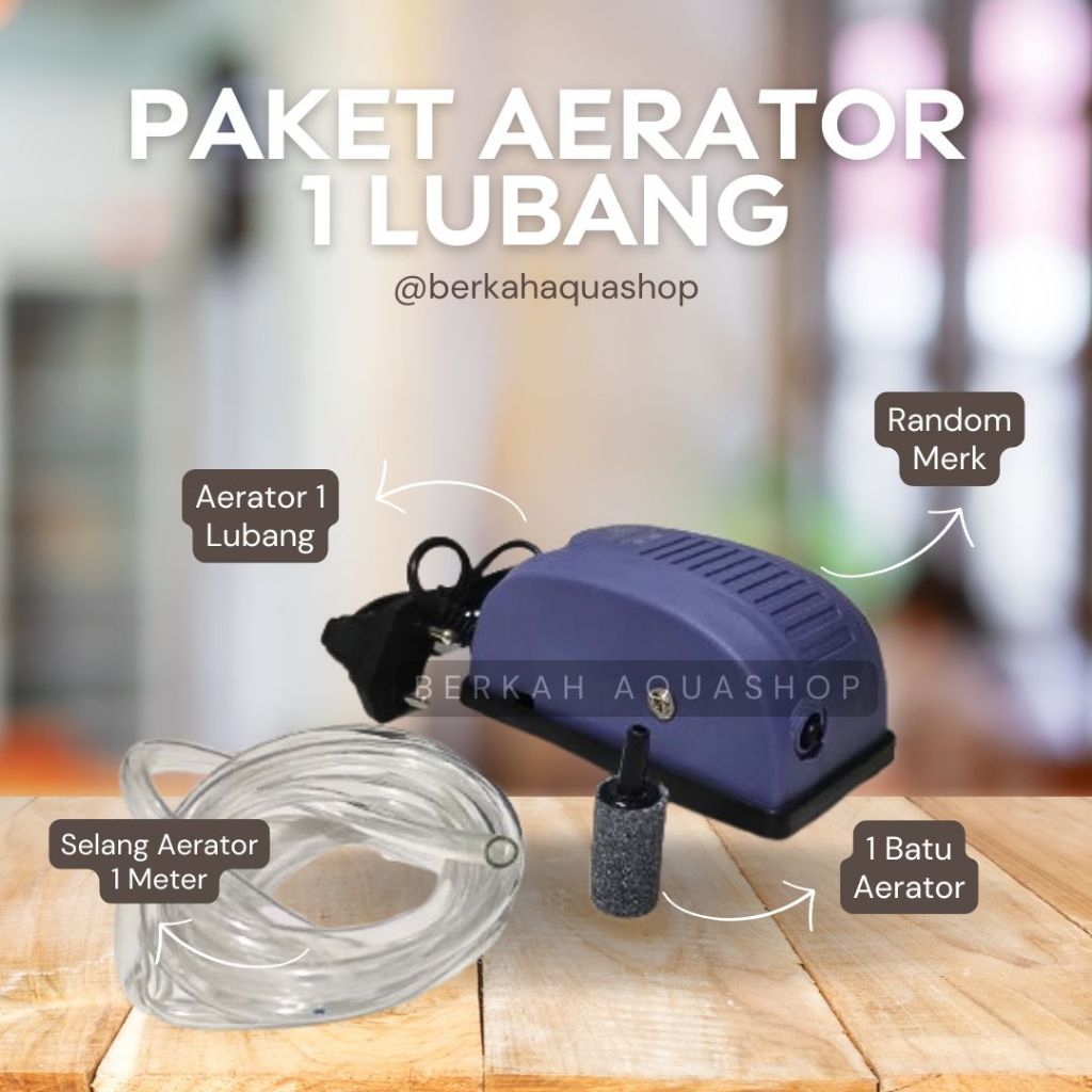 Paket Aerator 1 Lubang Paket Lengkap Aerator Aquarium Komplit - 1 Set Mesin Pompa Udara Aquarium