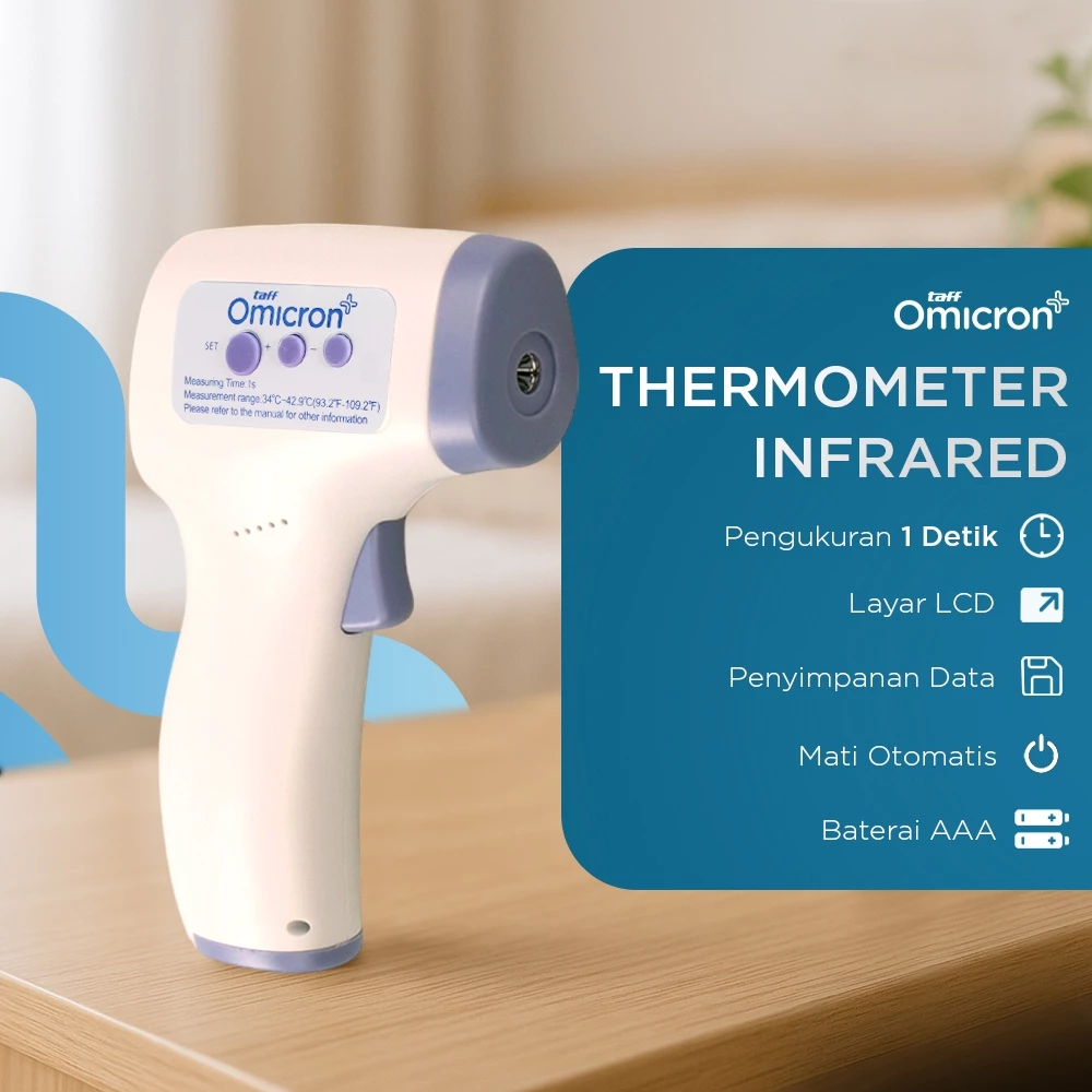 TAFFOMICRON THERMOMETER THERMOGUN TERMOMETER SUHU BADAN DIGITAL INFRARED NON CONTACT AD801