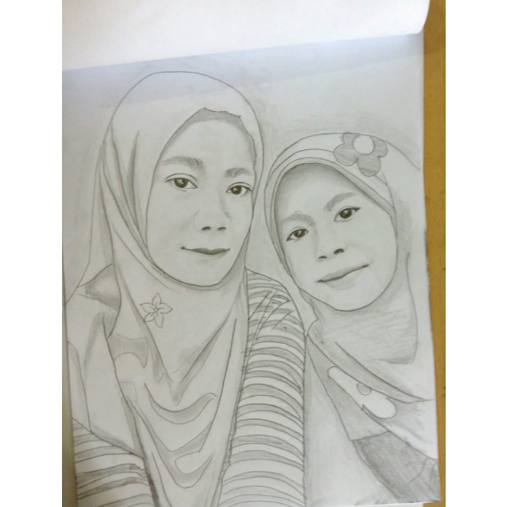 SKETSA WAJAH MURAH dengan arsiran tipis2 A4 SKETSA KASAR BUATAN TANGAN ORIGINAL HALF BODY