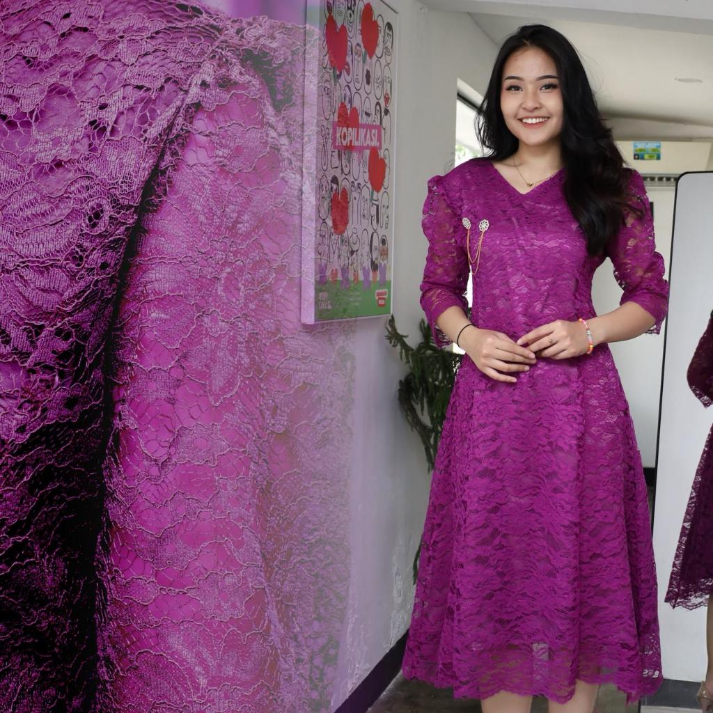 New Dress Jumbo Brukat Premium Dress Natal Kondangan Pesta Dress Bigsize Ld 130