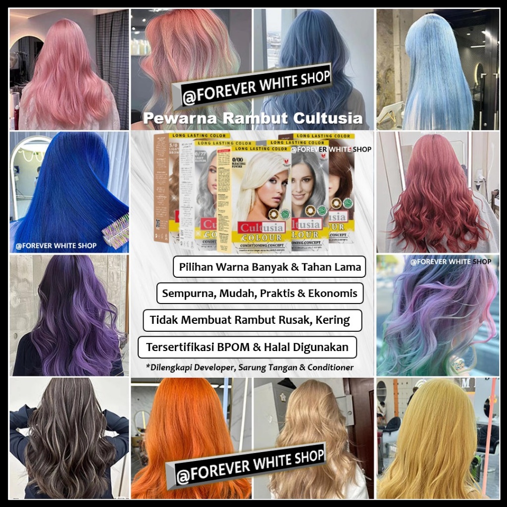 PERMANENT HAIR COLOR ANTI LUNTUR Cultusia Cat Pewarna Rambut Permanen Halal & Bpom FWS / Conditioner