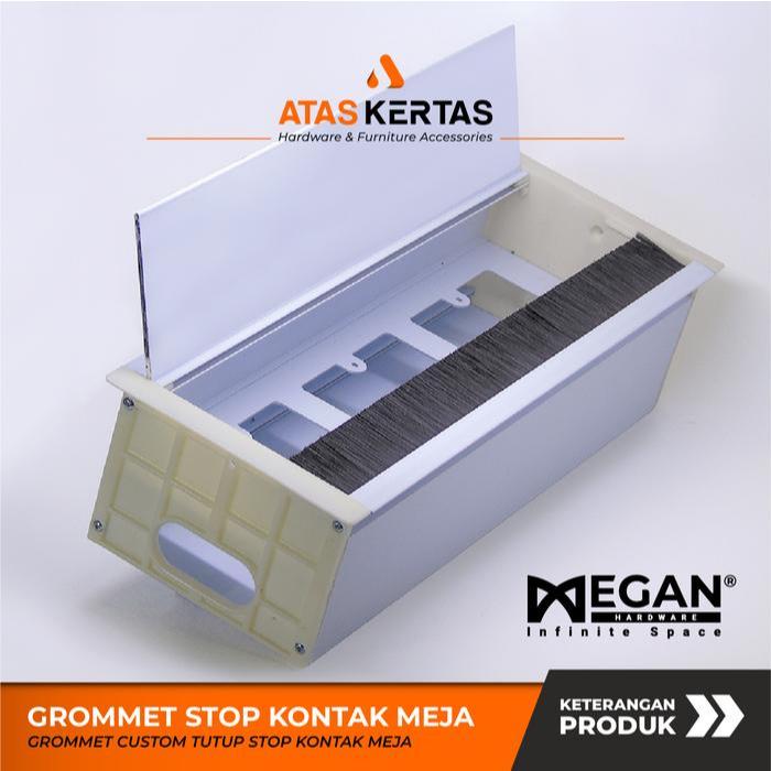 BOX grommet-gromet kabel meja-tutup stop kont-ak meja tanam aluminium