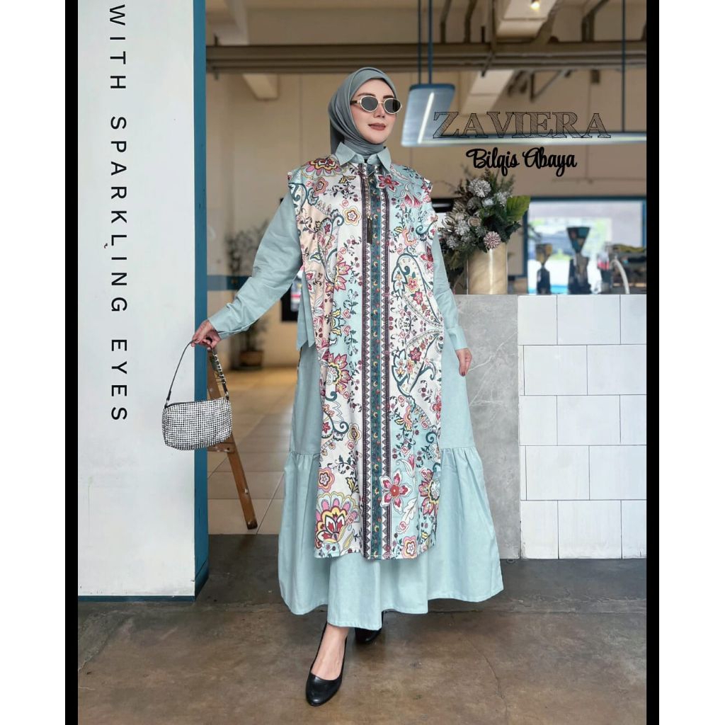 Gamis Abaya Bilqis by Zaviera Style 100% Original - One set Gamis + Outer